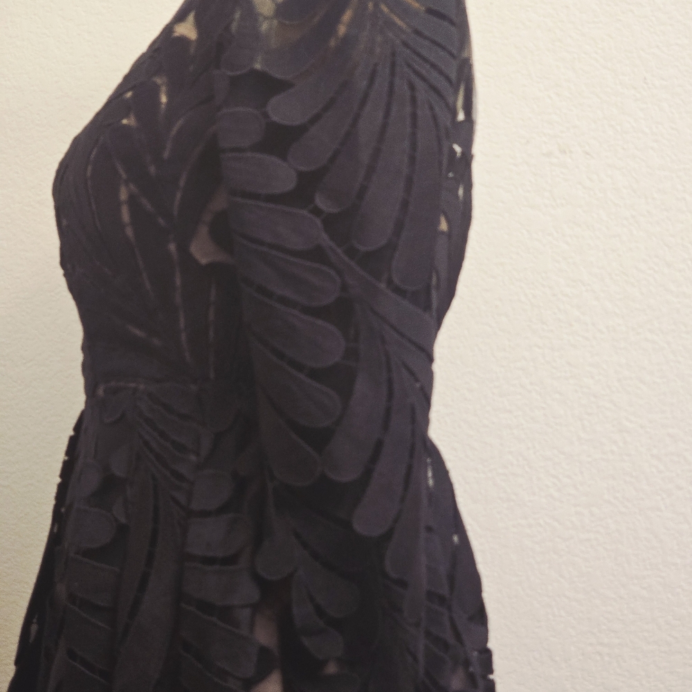 BHLDN Black Leaf Pattern Dress - Picture 4 of 16